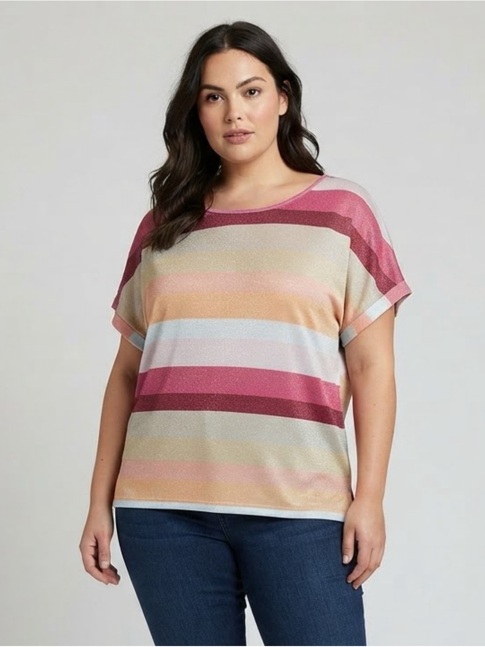Vintage Rose Striped Print Women's Top